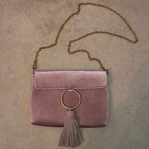 Pink velvet crossbody bag